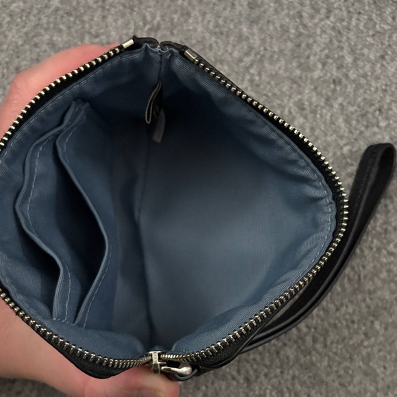 Coach Cream Wristlet with Bee Print and Black Strap - Picture 3 of 3